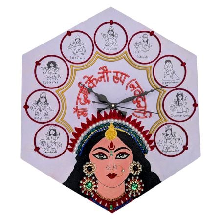 Handcrafted Navdurga Lippan Art Wall Clock